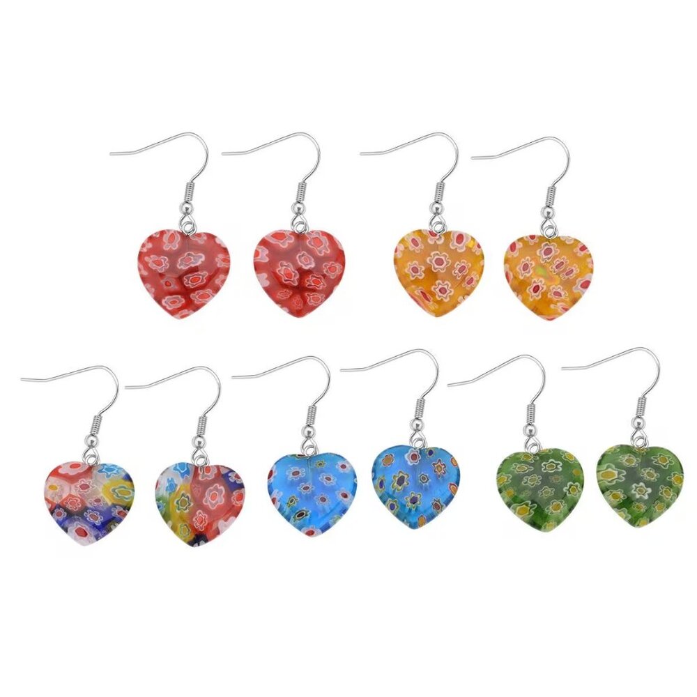 NEW Pick your Color Murano Style Heart Earrings 1.41 in L